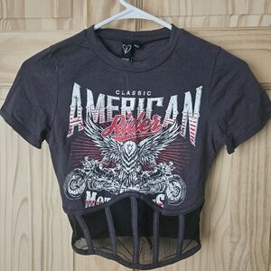 Charcoal biker women's crop top